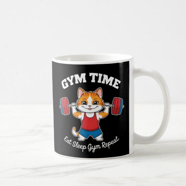 Niedliche Cat Gym Time Kaffeetasse (Rechts)