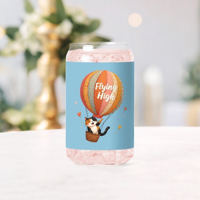 Niedliche Cat Hot Air Ballon Whimsikkunst Dosenglas (Insitu (Hochzeit))