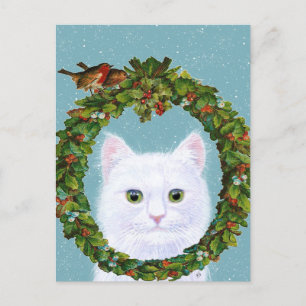 Niedliche Cat Kitten Weihnachtsfeier Postkarte