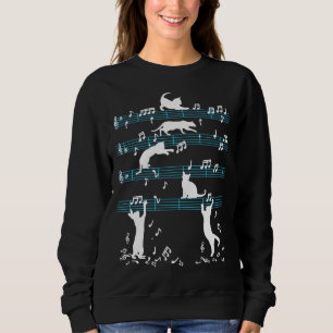 Niedliche Cat Kitty Playing Musiknote Sweatshirt