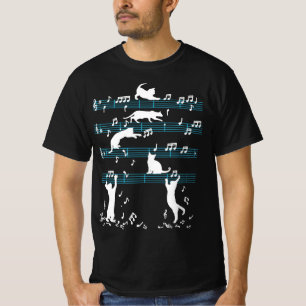 Niedliche Cat Kitty Playing Musiknote T-Shirt