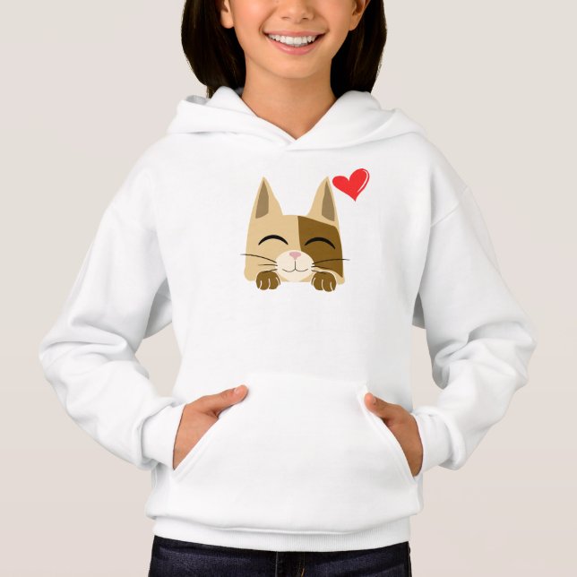 Niedliche Cat-Liebe Hoodie (Vorderseite)