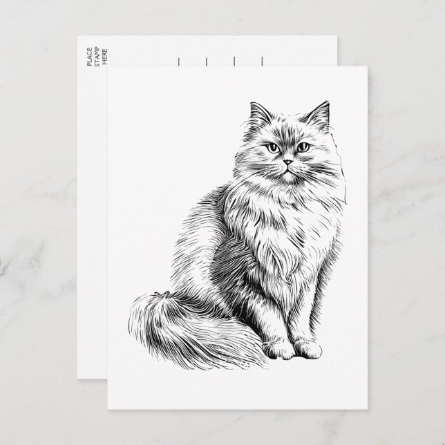 Niedliche Cat Lover Illustration Hallo, Miss You,  Postkarte (Vorne/Hinten)
