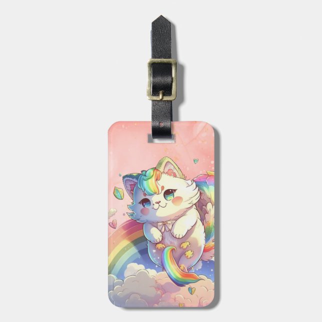 Niedliche Cat Luggage Tags Gepäckanhänger (Vorderseite vertikal)