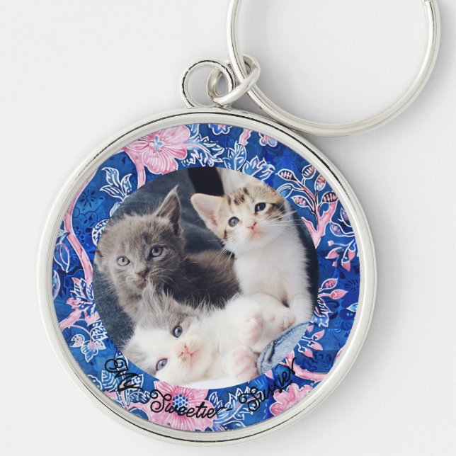 Niedliche Cat-Mama gibt Foto-Schlüsselanhänger Schlüsselanhänger (Vorne)