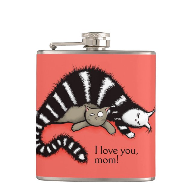 Niedliche Cat Mama Liebe Flachmann (Vorderseite)