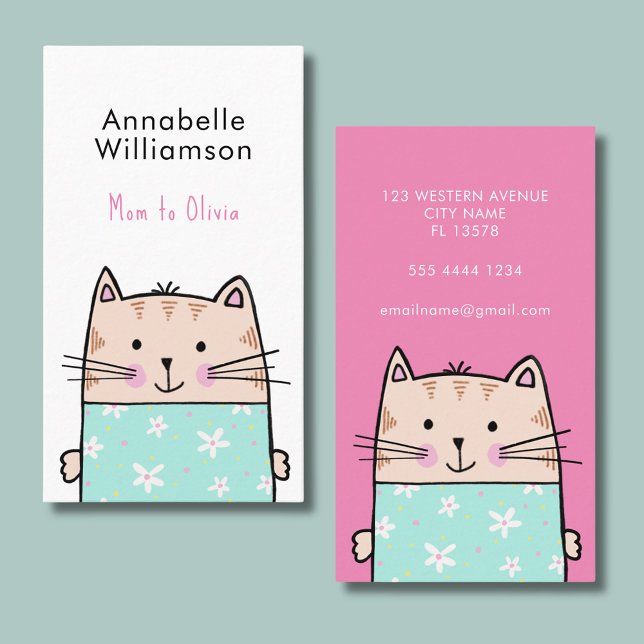 Niedliche Cat-Mami-Visitenkarte Visitenkarte (Cute cat mommy calling card. Perfect for parent networking and play dates.)