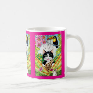 Niedliche Cat-Maus Toucan Herzdschungel Tasse