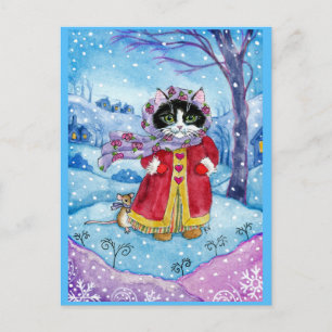 Niedliche Cat Mouse Winter Valentinstag Postkarte