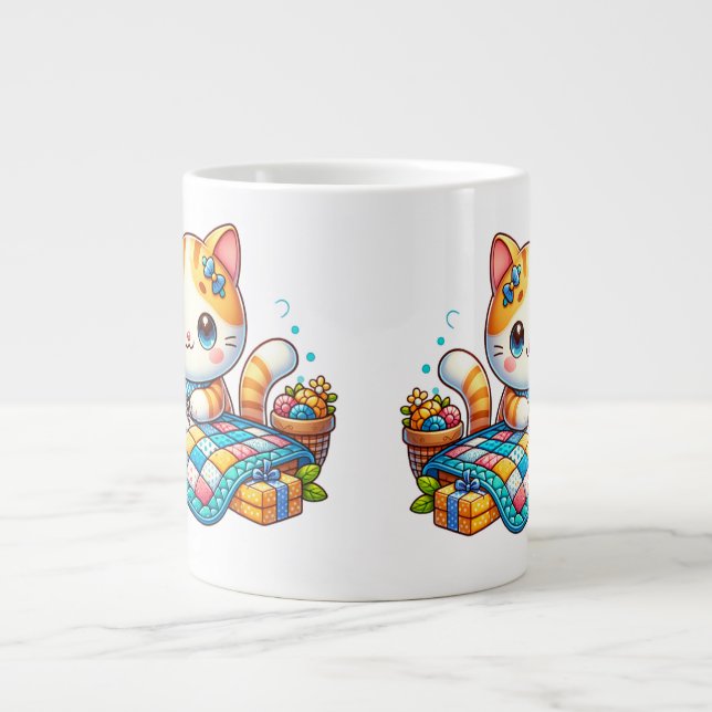 Niedliche Cat-Nähquilt Keramik Tasse (Vorderseite)