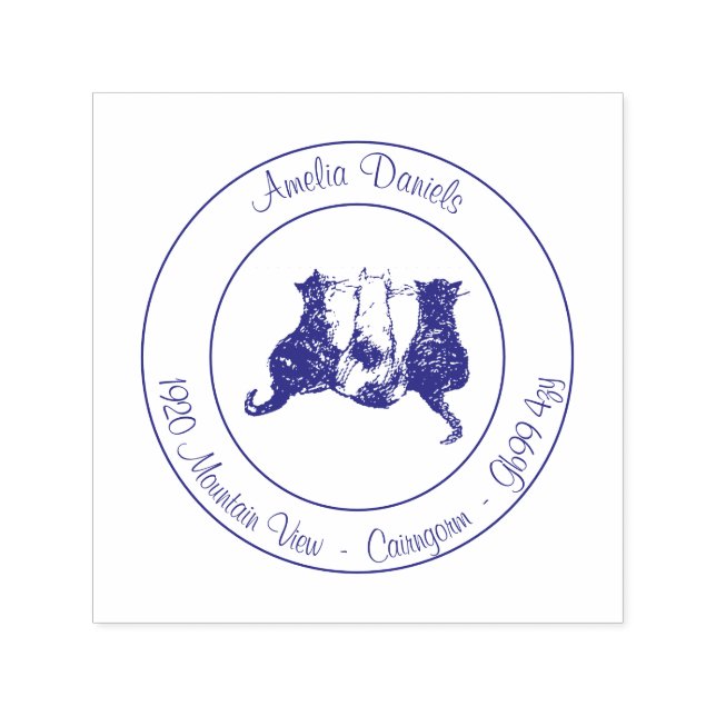 Niedliche Cat neue Zuhause-Adresse zur selbstfarbi Permastempel (Design)