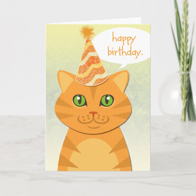 Niedliche Cat Orange Tabby Happy Birthday Cards Karte (Vorderseite)