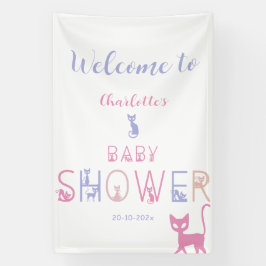 Niedliche Cat Pastel Colour Baby Dusche Banner