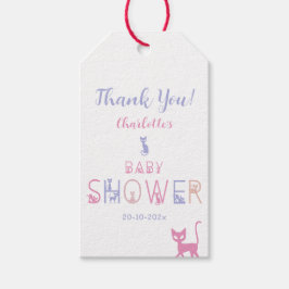 Niedliche Cat Pastel Colour Baby Dusche Geschenkanhänger