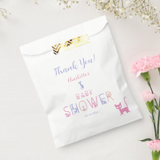 Niedliche Cat Pastel Colour Baby Dusche Geschenktütchen (Versiegelt)