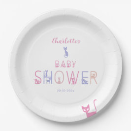 Niedliche Cat Pastel Colour Baby Dusche Pappteller