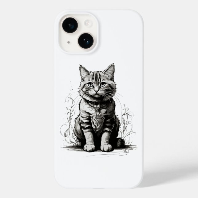 Niedliche Cat Pencil Sketch Case-Mate iPhone Hülle (Rückseite)