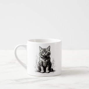 Niedliche Cat Pencil Sketch Espressotasse