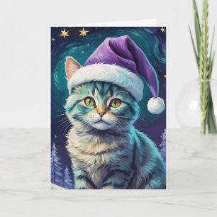 Niedliche Cat Starry Night Card - Anpassen Karte