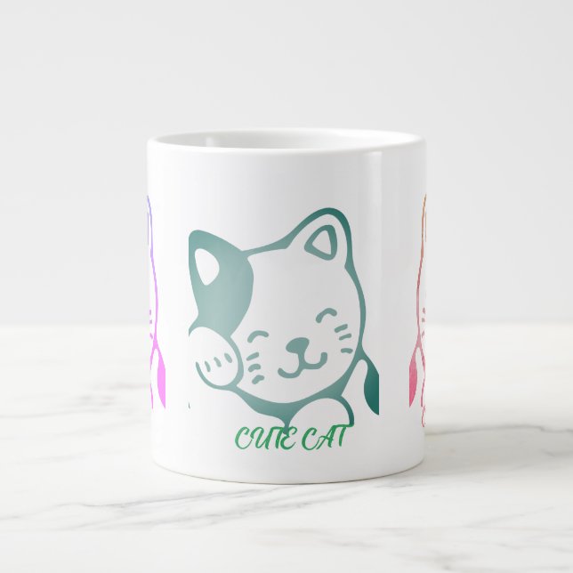 Niedliche Cat-Tasse Jumbo-Tasse (Vorderseite)