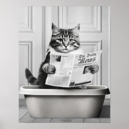 Niedliche Cat Wall Art, Schwarz und Weiß kleines B Poster