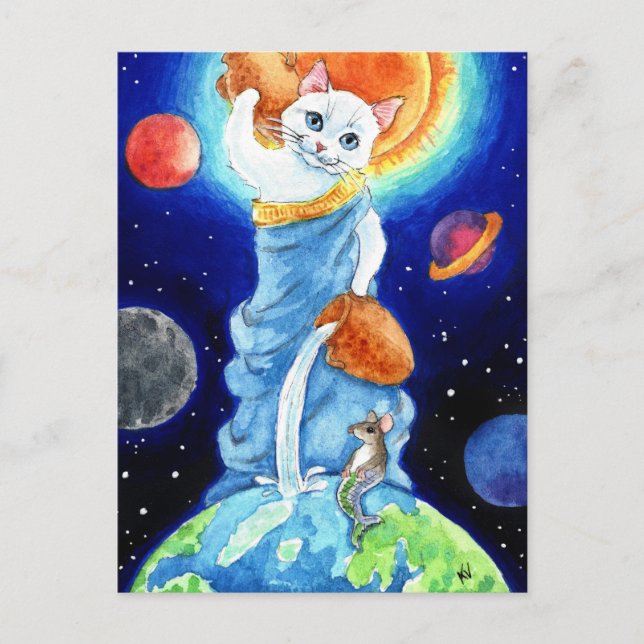 Niedliche Cat Water Goddess Amphitrite Postkarte (Vorderseite)