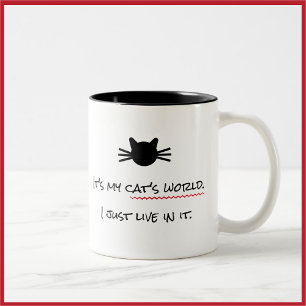 Niedliche Cat's World-Tasse Zweifarbige Tasse