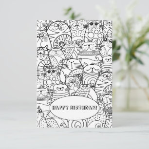 Niedliche Cats Zen Doodle Farbkarte Dankeskarte