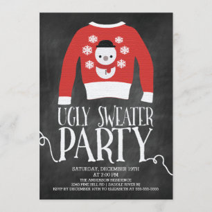 Niedliche Chalkboard Ugly Sweater Holiday Party Einladung