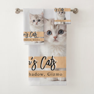Niedliche Chat-Foto-Familie Badhandtuch Set