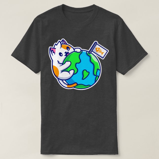 Niedliche Chat Hug World T-Shirt (Design vorne)