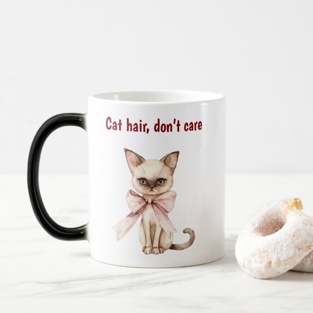 Niedliche Chat-Tasse mit einem lustigen Zitat Verwandlungstasse (Mit Donut)