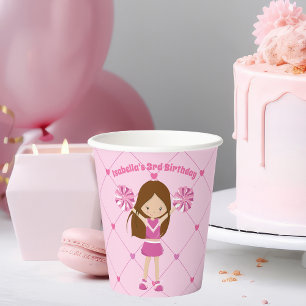 Niedliche Cheerleader Girls Pink Geburtstag Pappbecher
