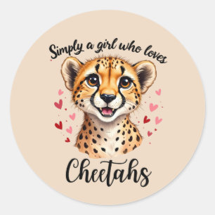 Niedliche Cheetah Lover Wildlife Kunst mit Akzente Runder Aufkleber