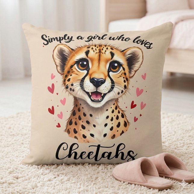 Niedliche Cheetah Safari Herz Tierwelt Dekoration Kissen (Cute Cheetah Safari Heart Wildlife Decor Throw Pillow Mockup A)