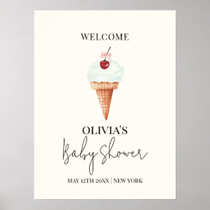 Niedliche Cherry Scoop Ice Cream Baby Dusche Willk Poster