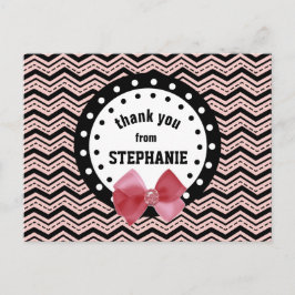 Niedliche Chevrons, Dots, Bow Pink und Black Z55 Postkarte