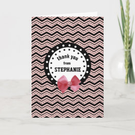 Niedliche Chevrons, Dots, Bow Pink und White Z58 Dankeskarte