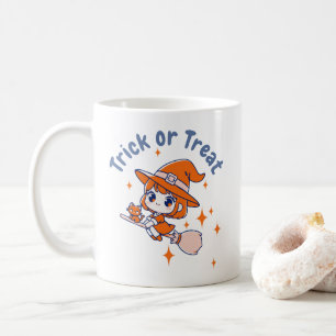 Niedliche Chibi Hexe "Trick or Treat" Halloween Kaffeetasse