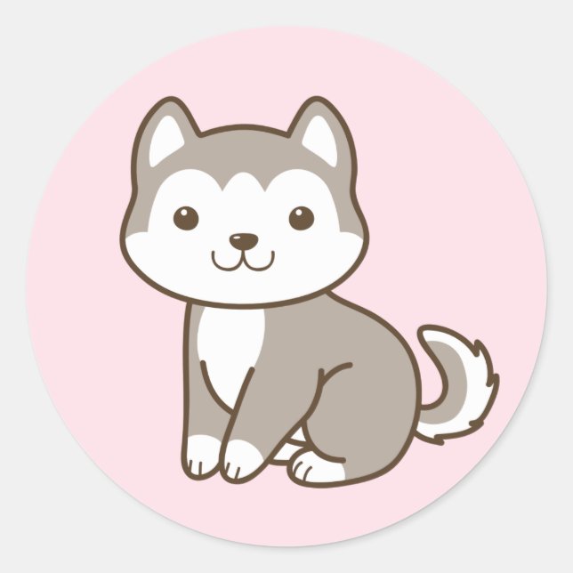 Niedliche Chibi Husky Welpe Doppy Stickers (Vorderseite)