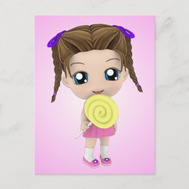 Niedliche Chibi Mädchen-Postkarte Postkarte (Vorderseite)