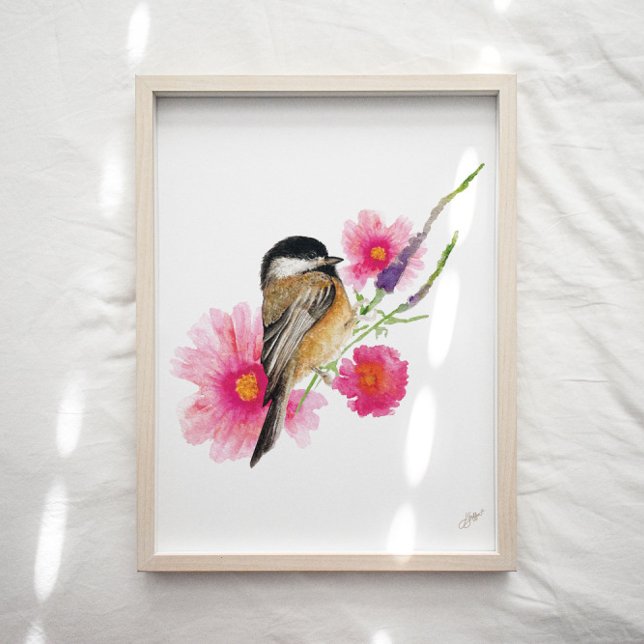 Niedliche Chickadee Bird Kunstdruckerei Poster (Von Creator hochgeladen)