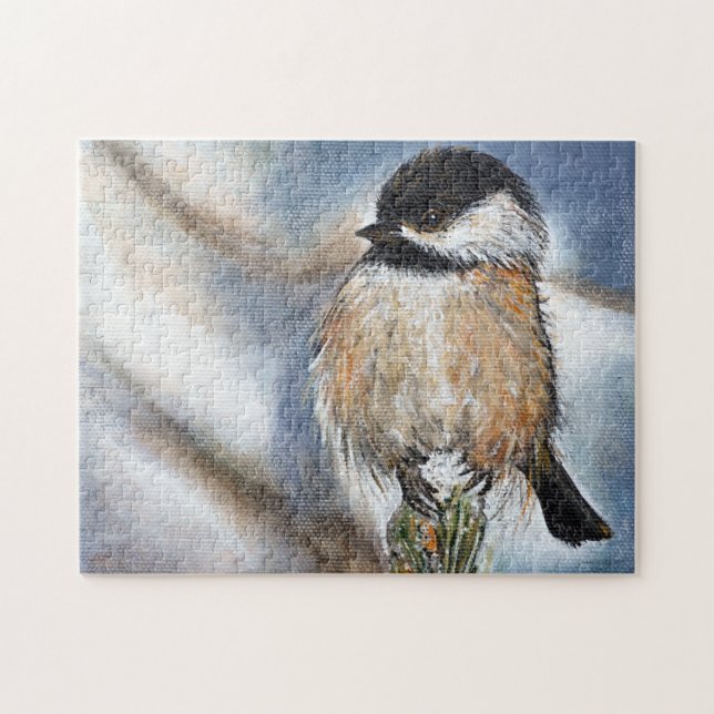Niedliche Chickadee-Malerei Puzzle (Horizontal)