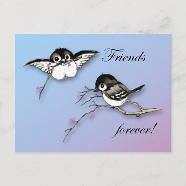 Niedliche Chickadee Postcard Freunde für immer Postkarte (Vorderseite)