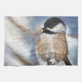Niedliche Chickadee Wintermalerei Geschirrtuch
