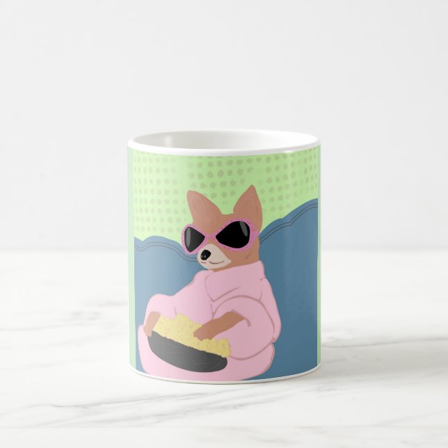 Niedliche Chihuahua-Chiweenie-Rosa-Darstellung Kaffeetasse (Mittel)