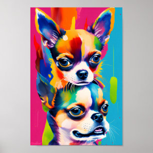 Niedliche Chihuahua-Hunde, buntes Portrait der Dig Poster