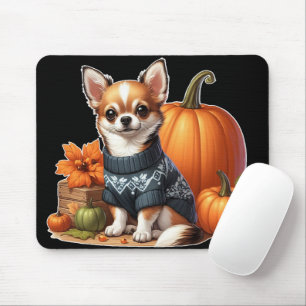 Niedliche Chihuahua im Sweater mit Pumpkins Mousepad