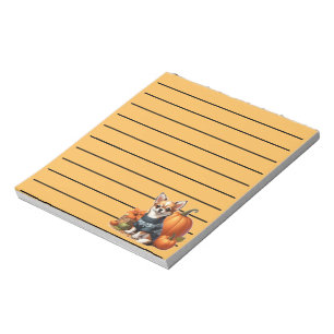 Niedliche Chihuahua im Sweater mit Pumpkins Notizblock