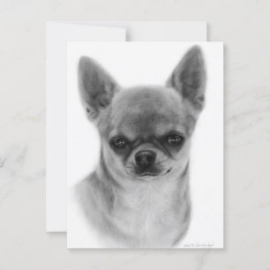 Niedliche Chihuahua-Kopfstudie Handgemalte Kunstwe Postkarte